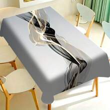 1 pieza Mantel de poliéster, diseño de patrón de pintura de nubes fluidas en color negro y dorado, mantel gris - perfecto para el hogar, la cocina, el restaurante, la fiesta, el festival, el regalo, la boda, la decoración de interiores y exteriores