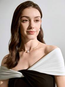 1pc Exquisite Simple Water Drop Shape Faux Pearl Gold Necklace For Women Charm Elegant Water Drop Shape Faux Pearl Gold Earrings For Girls Pure Romantic Wedding Jewelry Set For Women Suitable For Ladies To Wear To Parties And Send Gifts To Friends Winter Gifts - Necklace + Earrings - View 1