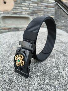 Men Watch Design Buckle Tape Belt Street Fall, Autumn, Halloween Autumn-Winter Accessories,Suitable For Teens, Youth,Men,Casual, Outdoor, Athletic, Vacation, Graduation Gifts, Birthday, Daily Wear - Black - View 7