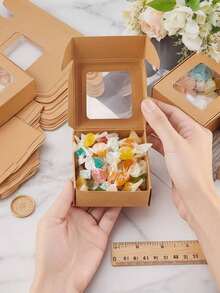 20/10/5pcs/1pc - 方形牛皮纸盒，带透明窗口，迷你香皂礼盒，适用于包装珠宝、展示婚礼回礼，可折叠纸质礼品盒，适用于派对婚礼包装，是母亲节、婚礼、生日、毕业典礼、新娘送礼会、礼品和购物、派对、节日、厨房和零售礼品袋的理想之选。 - 彩色 - 查看 4