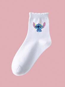 5 Pairs Of Children's/Girls' School Socks, Sports Socks, Cute Stitch Star Heart Pattern Decoration, Fashionable , Soft, Skin Friendly, Comfortable, Sweat Absorbing, Breathable, Sports And Leisure Versatile Mid Tube Socks Suitable For Students' Daily Wear Back To School/Holiday Gifts/Travel