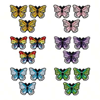 18pcs Assorted Butterfly Shaped Silicone Beads Kit, Including Straight Hole, Suitable For Lanyard Bead Stringing, Bracelet Accessories, DIY Craft Decoration Beads