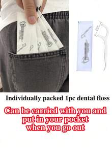 400-50 Palillos dentales con hilo dental, hilo dental portátil para viajes, hilo dental ultra fino arqueado para limpieza dental, esenciales de viaje, adecuado para restaurantes, cocinas, salas de estar, de vuelta a la escuela