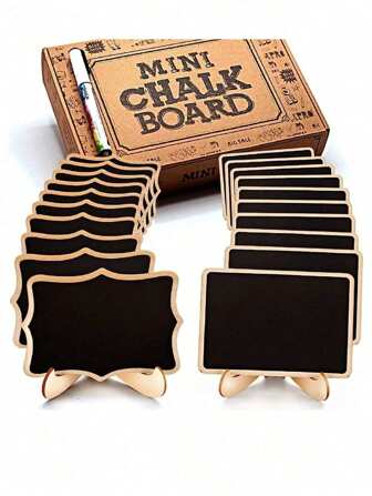 20pcs Mini Decorative Chalkboard, Home Decor Signs, Mini Wooden Message Board Display Stands, Suitable For Wedding, Baking Display, Hotel, Party, Desserts, Table Cards, Mother's Day, Graduation