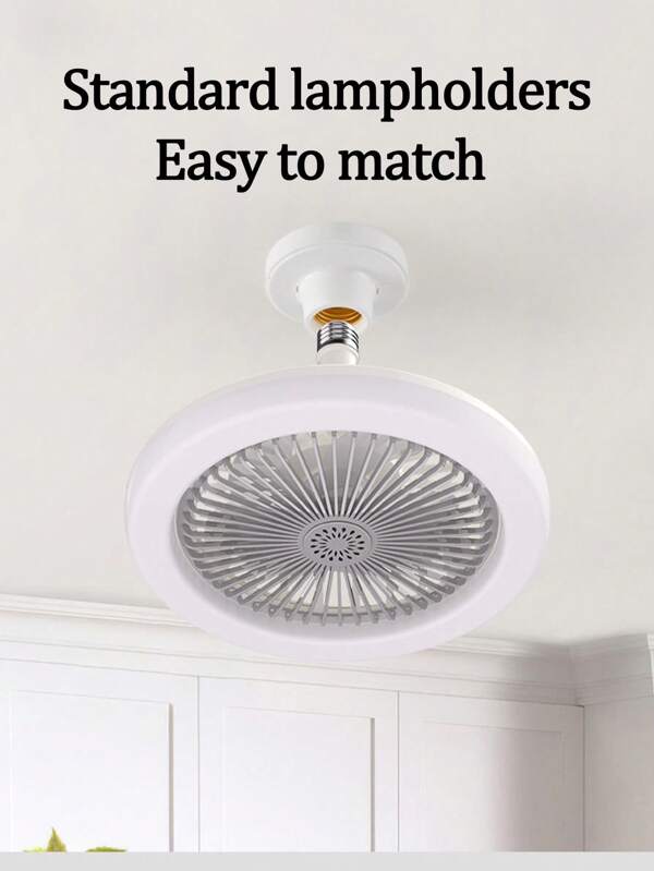 1pc E27 LED Fan Light, Push Button On/Off Switch, 3 Colour Changing Lights, Suitable For Bedroom, Living Room, Dining Room, Office, Study Room Home Decoration, With Remote Control, Adjustable Wind Speed