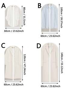 1pc Semi-Transparent Zipper Garment Dust Cover, 1pc Simple & Practical Semi-Transparent Home Wardrobe Coat, Suit, Cotton Clothes Organizer Hanging Storage Dust-Proof Waterproof Bag