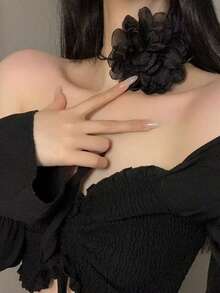 Summer Elegant Vacation Style Rope & Fabric Flower Necklace & Waist Chain - Beige - View 2