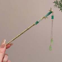 1 Peça Presilha de Cabelo Retrô com Borlas, Acessório de Cabelo Elegante Decorado com Pérolas e Cristais, Garra de Coque de Alta Qualidade para Mulheres e Meninas, Clipe de Coque Estilo Chinês Hanfu, Fixador de Coque, Ornamento de Cabelo de Liga, Pino de Cabelo, Formador de Coque, Peça de Cabelo, Presilhas para Arrumação de Cabelo