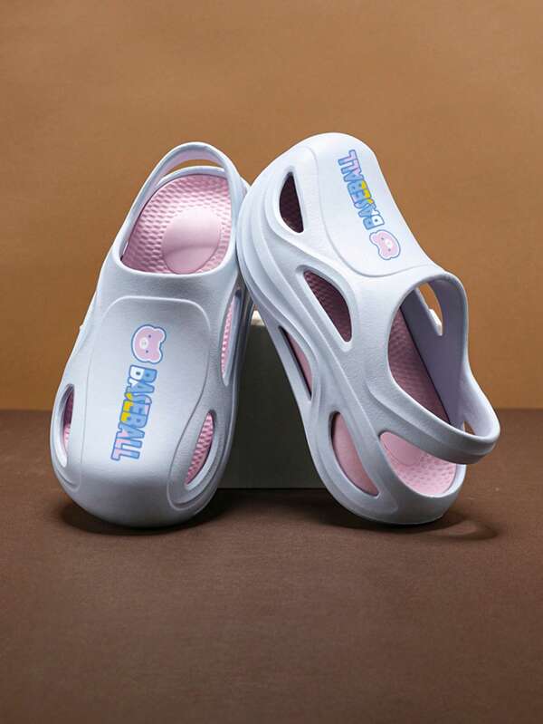 1 Pair Girls EVA Non-Slip Durable Soft Flat Cute Flip Flops Sandals, Suitable For Beach, Casual, Shower, All Seasons