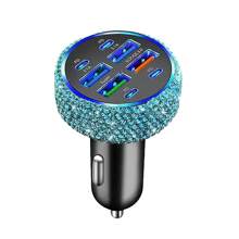 1 pièce Chargeur de voiture 2-en-1/8-en-1 avec strass, câble de charge 3-en-1 avec strass, charge rapide, Type C, USB, adaptateur de voiture, compatible avec Apple, téléphone, caméra de tableau de bord, iPad, GPS, cadeau pour les vacances/anniversaire