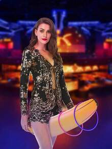 5 件套充气香蕉套圈游戏，适用于单身派对、新娘送礼会装饰、订婚派对、内衣派对（1 个 66 厘米香蕉和 4 个套圈）、圣诞节 - 彩色 - 查看 4