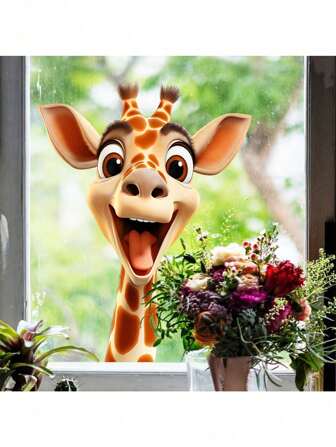 1pc Cartoon FunnyGiraffe, Decorative Window Room, Entryway, Bedroom, Self-Adhesive Wall Painting Use Home Decoration Spring Make Your Home More AtmosphericDecoration Items Refresh Your Home Room Decor Wall Decor Bathroom Decor Bedroom Decor Room Decoration Stuff Living Room Decor House Decor Home Decor Living Room Wall Art Wall Paper Stickers Wall Stickers Wall Sticker Personalised Stickers