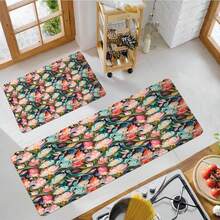 1pc Vintage Flower Fashion Style Rug, Polyester Entry Pad, Non-Slip Durable, Machine Washable, Easy Care, Suitable For Living Room, Bedroom, Laundry Room, Home Decor, Versatile Indoor/Outdoor Use; - Multicolor - View 17