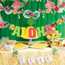 Hawaiian Party Decorations Flamingo Garlands Hawaii Luau Tropical Party ALOHA Banner For Summer Beach Birthday Party Decoration Luau Party Supplies Tropical Theme Summer Beach Pool Party Decorations Luau Birthday Party Decor