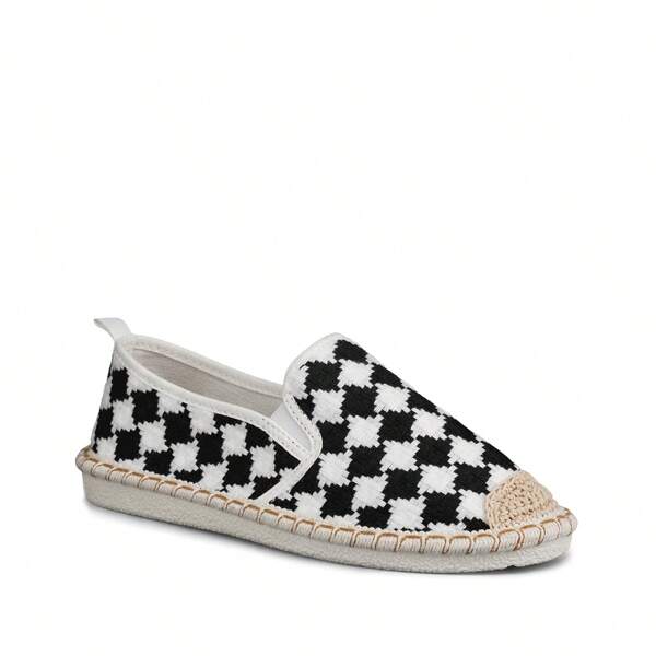 1 Paar rautenförmige Kontrast-Farbe Preppy College Boho Polyester (Polyester) geometrische gewebte Espadrilles für Strand, Party, Urlaub, Innen- und Außenbereich Frühling/Sommer