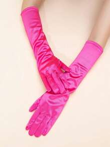 1 para jednolitych kolorowych minimalistycznych rękawiczek imprezowych o długości do łokcia