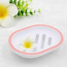 Jabonera para Ducha Con Bandeja de Goteo, Soporte para Barra de Jabón, Caja de Doble Capa de Plástico para Baño y Cocina, Color Azul - blanco, rosa - Ver 9