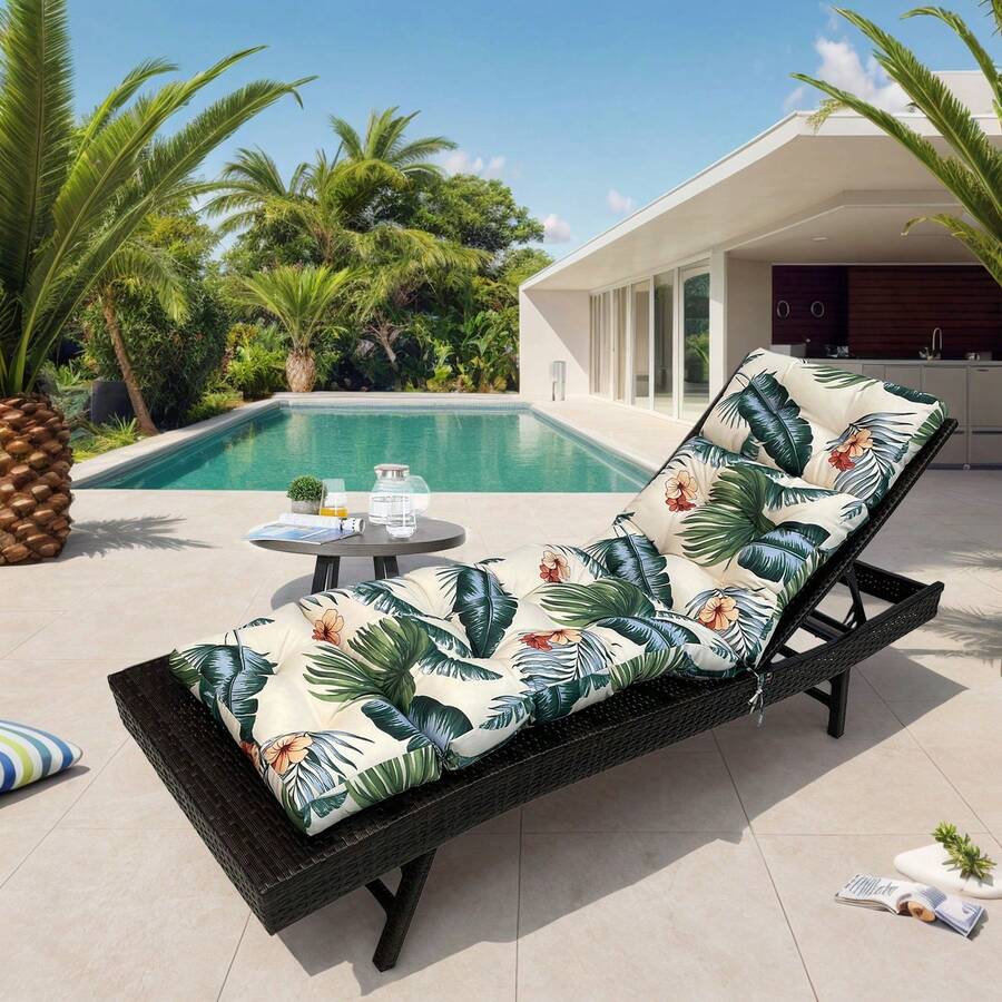 Outdoor Folding Lounger Chair Cushion Recliner Rocking Chair Sofa Mat Chair Cushion For Yard Patio Beach Pool Deck For Outdoor Folding Chaise Lounge Chair Cushion For Beach Sunbathing Patio - 綠色 - 查看 1