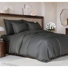 Cover Queen Size Set - Extra Soft Queen Size Duvet Cover 90 X 90 With 2 Pillow Shams - Hotel Luxury Easy Care And Fade Free W/ Zipper Closures & Ties - Breathable Bedding Set (Light Sage Green) - 09 - 木炭(無棉被) - 查看 8