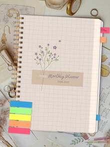 Trees 2026-2027 年月度计划笔记本，A5 简约周计划和月度计划学年日历笔记本，32 页办公和学校用品，完美的教师礼物 - 多色+五色彩簽 - 查看 3