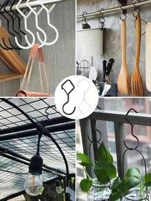 Heavy Duty S-Hooks, Portable Hooks, Loss Proof, Multi-Functional, Load Bearing, With Safety Latch Design, Rust Resistant Metal Hooks With Safety Latch Design, Kitchen And Closet Hooks For Plants, Pots, Towels, And Bags, Hang Plants, Kitchen Utensils, Etc., Travel Accessories, Luggage Accessories - Multicolor - View 7