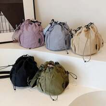 European And American Ins Style Water-Repellent Nylon Cloth Bag For Women New Simple Versatile Bucket Bag Fashion Niche Handbags