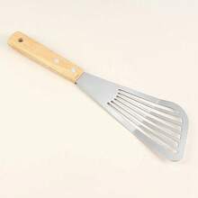 Pala para freír pescado de acero inoxidable, pala con de madera en forma de abanico, pala para freír de alta temperatura para el hogar, 1. - grande - Ver 9