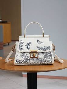 2025新款民族风刺绣手提包小众设计奢华小方包高端品质时尚大容量通勤单肩斜挎包 - 白色 - 查看 5