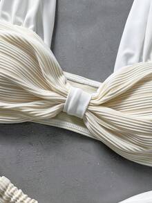 Bộ bikini đi biển gợi cảm 3 món dành cho nữ, bộ đồ bơi bikini quây màu vàng tươi sáng kèm váy che ngoài, thích hợp cho kỳ nghỉ, lễ Phục sinh, lễ hội, dã ngoại, hẹn hò, phù hợp với mọi trang phục nữ, kỳ nghỉ thu hè trắng. - trắng - Xem 6