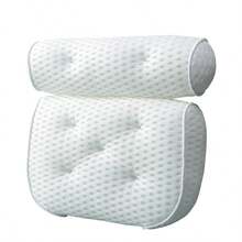 1 件 3D 浴缸枕头，带 6 个吸盘，防水防滑加厚浴缸垫，可机洗 - 白色 - 查看 9