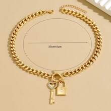 1pc Exquisite Necklace With Diamond Embedded Lock And Key Design, Fashionable And Elegant, Suitable For Gifting On Valentine's Day And Daily Wear