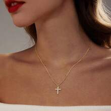 Cross Necklace For Women, Dainty 18K Gold Plated/Sterling Silver Small Cross Pendant Necklace Simple Gold Cross Necklaces For Women  Faith Jewelry Gift2025 - CZ Cross-Gold - Xem 5