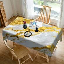1/20 Stücke elegante goldene und weiße Marmorierung Tischdecke - luxuriöses Polyester, rechteckige Tischdecke für Zuhause, Büro oder Schreibtischnutzung, perfektes Geschenk für Feiertage, Esszimmer Dekoration