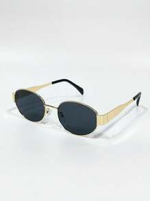 2pcs/Set Metal-Framed Oval-Shaped Retro And Fashionable Glasses Are Popular In Europe And America. They Are Suitable For Men And Women To Use Daily In Summer And Wear When Traveling To The Beach
