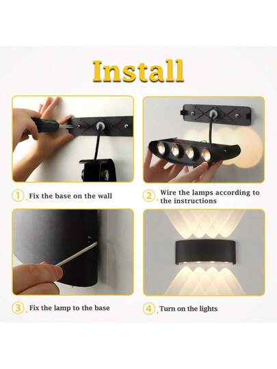 Indoor ative LED Wand Lamp, Moisture Proof Bedroom Lighting Eye Friendly Zachte Verlichting 3000K Warm Fixture LED, Applicable Voltage 85V 265V, Home ation Balcony/Staircase/Stairwell/Indoor/Garden/Living Room/Bathroom/Kitchen/Bedroom/Corridor/Passageway view 4