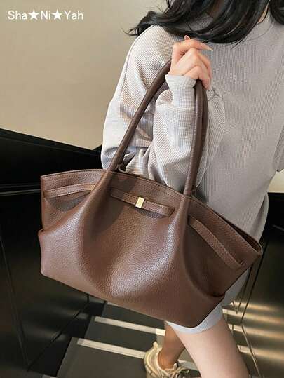 欧美小号皮革水桶包，带扣带，绒面革和哑光饰面，女士百搭手提包，适合街头时尚、休闲装、通勤、派对活动、礼物