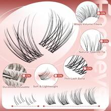 Focipeysa Wispy Lash Clusters Natural Black Cluster Eyelashes Clear Band Lash Extensions 10-16mm Mix Length Cluster Eyelash Extension C Curl Individual Lashes Soft Cluster Lash For Beginners - Natural Look - 查看 2