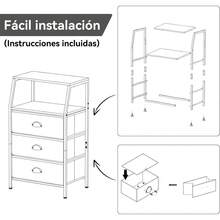 SAFONUS Buros para recamara, Burós Mesa de Noche con 4 cajones y Estante de 2 Niveles, Organizador de Tela para vestidor para Dormitorio, Armario, Pasillo, guardería, Mesa Auxiliar, Mueble Lateral - Marrón - Ver 5