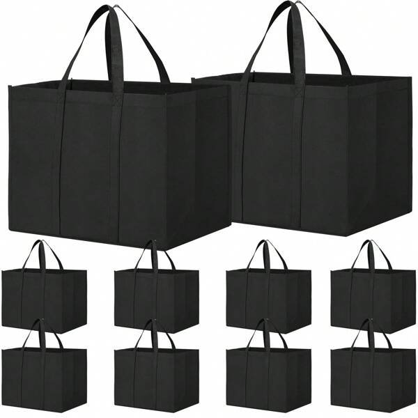 1/3/5pcs Large Capacity Foldable Shopping Bags, Reusable Non-Woven Storage Bags, Foldable Bags For Travel, Camping, Outdoor Camping, Shopping Bags Grocery, Kitchen Storage, Great For Harvest Season, Halloween/Day Of The Dead Gift Bags - Kitchen Storage And Kitchen Accessories, Halloween Gifts