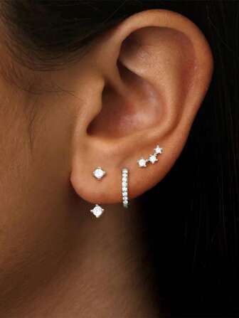 3pcs Elegant Minimalist Earring Set, Luxurious Versatile Accessories For Daily Wear