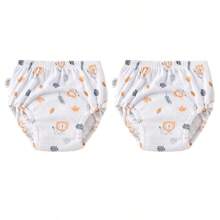 4 pièces Culottes de propreté pour garçons et filles, sous-vêtements d'entraînement conçus, couches d'apprentissage en tissu pour bébé, couches lavables et réutilisables, couches à poche respirantes et imperméables, en matière de polyester, convient aux bébés garçons et filles - Conception d'impression creuse