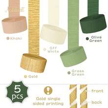 AOBKIAT Wedding Party Decorations, 5 Rolls Olive Green Khaki Crepe Paper Streamers For Green Boho Wedding, Birthday, Bridal/Baby Shower - Candy - 查看 11