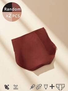 2 peças/pacote Calcinha Menstrual de Cintura Alta para Mulheres, Calcinha Menstrual de Algodão Puro (Cor Aleatória), Cós Mais Largo, Alta Elasticidade, Plus Size XS-XXL, Entrega Aleatória
