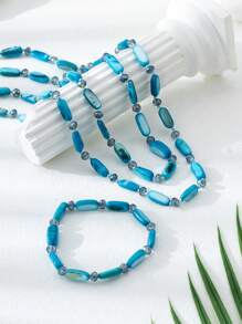 3pcs/Set Bohemian Style Natural Pearl Shell Multi-Layer Necklace, Elegant And Versatile High-Quality Necklace & Bracelet Set, Suitable For Women Wearing To Beach, Party, Daily And As Festival Gift