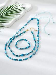 3pcs/Set Bohemian Style Natural Pearl Shell Multi-Layer Necklace, Elegant And Versatile High-Quality Necklace & Bracelet Set, Suitable For Women Wearing To Beach, Party, Daily And As Festival Gift