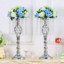 2PcsGold Centerpieces Table Tall Crystal Flowers Stand Wedding Road Lead Flower Holders Crystal Chandelier Metal For Reception Tables Supplies