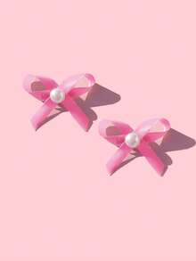 2/6/10/20pcs Cute Pet Pearl Bow Hairpins, Kitty Cat Birthday Accessories Hair Clips Decorations For Dogs - Hot Pink - View 8