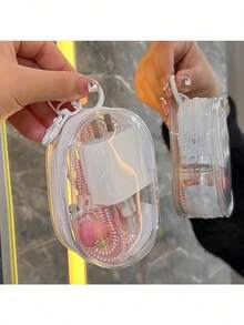 2Pcs Mini Convenient Transparent Cable Storage Box, Used For Storing Data Cables, Chargers, Headphones, Accessories, Etc., Suitable For Use As A Key Bag During Outdoor Travel - Đen + Trắng - Xem 5