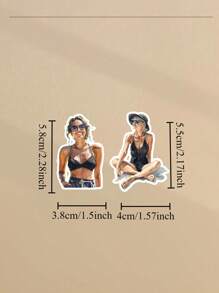 Set da 17 pezzi di adesivi estivi cartoni animati Sha Tin per bikini, resort, decorazione di album, planner giornalieri, diari, forniture scolastiche, back to school