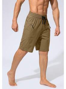 Men's Swim Trunks Quick Dry Board Shorts With Zipper Pockets Beach Shorts Bathing Suits Men - No Mesh Liner - Dark Khaki - 查看 2